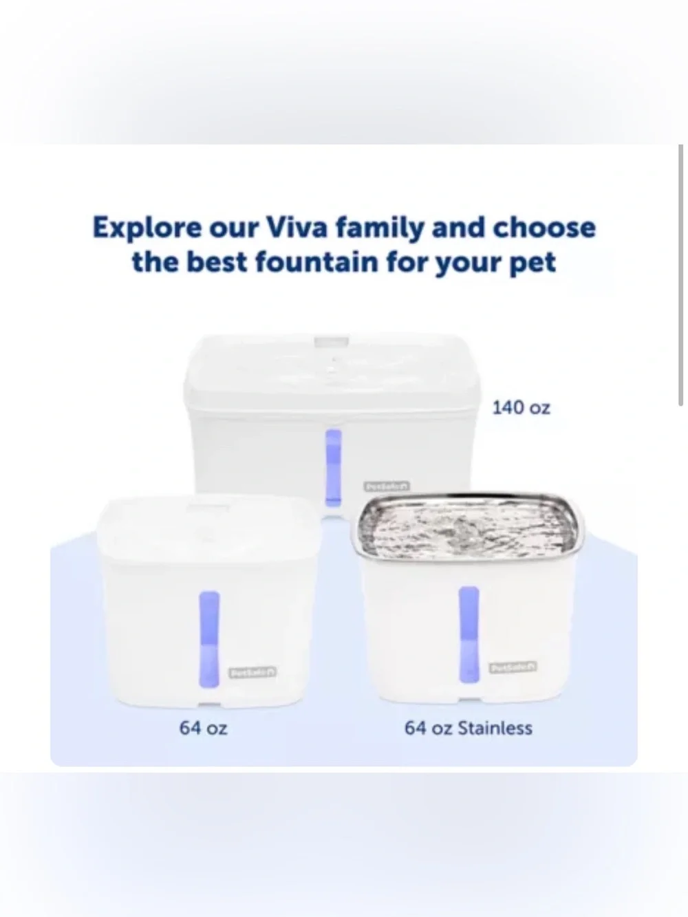 PetSafe® Viva Pet Water Fountain - 1.8L/64 oz - Filters Included